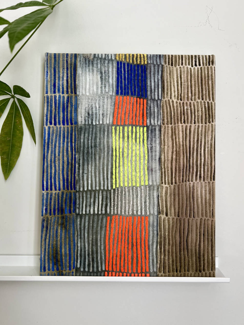 huile brodée sur chassis entoilé, réalisé par LABB, peintre